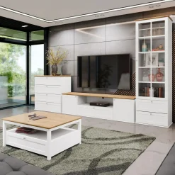 Tavolino da salotto 104x80cm con cassetto bianco rovere Relaxio