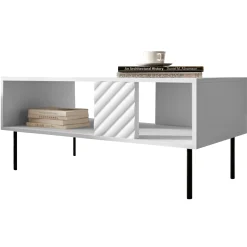 Tavolino da salotto 100x64cm con frontali decorati bianco Daniele