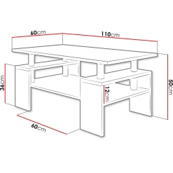 Tavolino da salotto 110x60cm design moderno rovere sonoma Thalena
