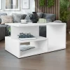 Tavolino da salotto 90x51cm design moderno bianco Miralys