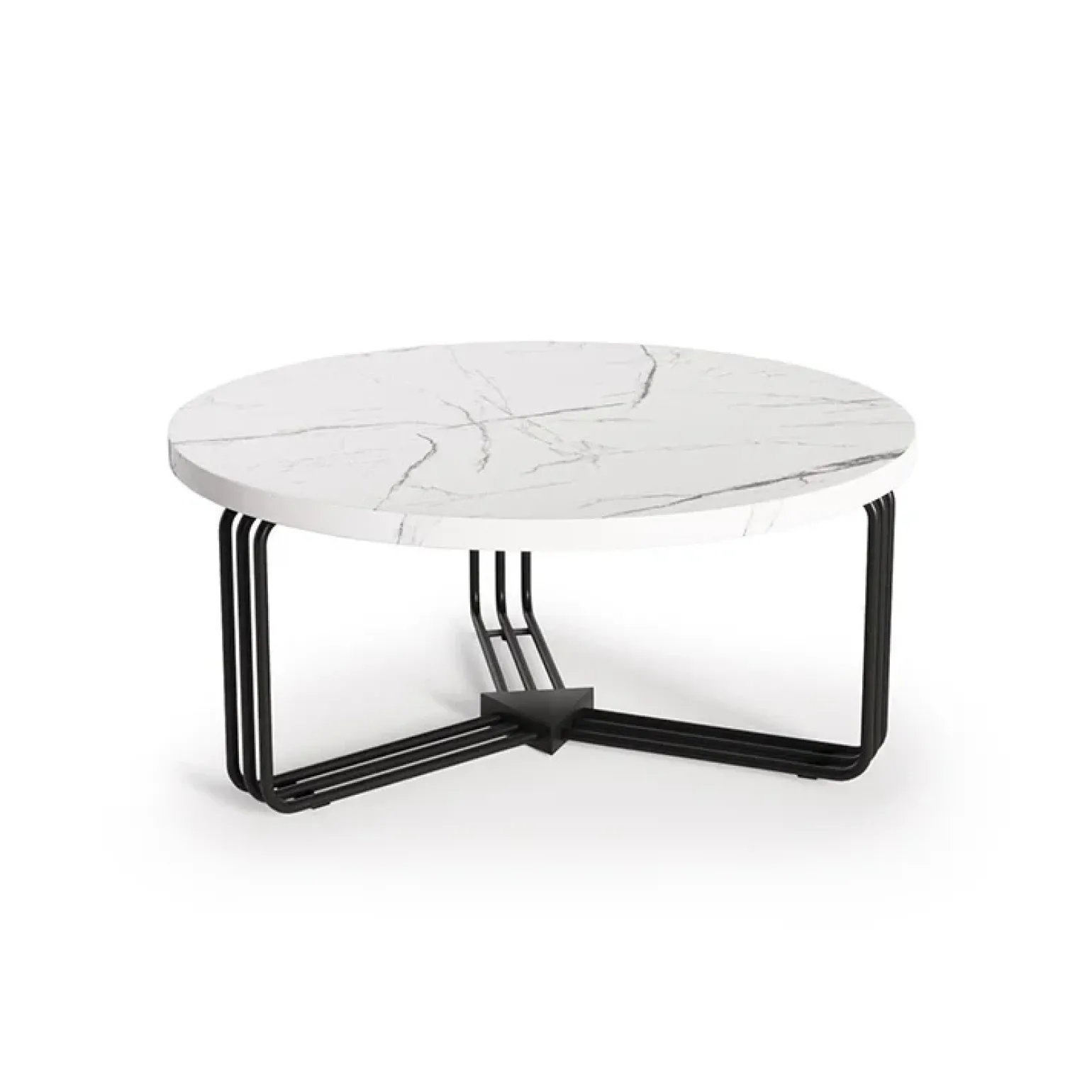 Tavolino da salotto 80x36cm effetto marmo bianco nero Elan