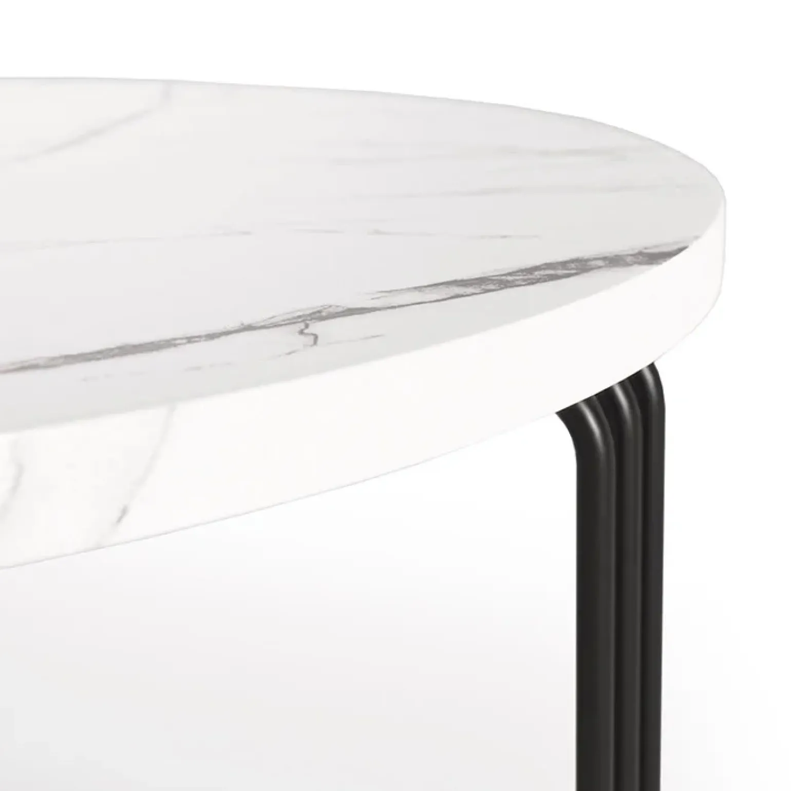 Tavolino da salotto 80x36cm effetto marmo bianco nero Elan