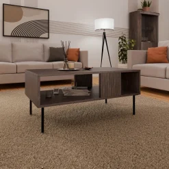 Tavolino da salotto 100x46cm noce cannettato Gabiot