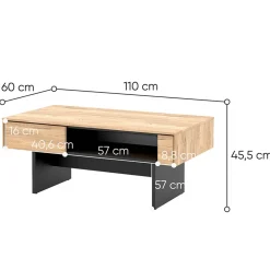 Tavolino da salotto 110x46cm rovere nero Alabaster