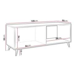 Tavolino da solotto 120x52cm 1 anta 2 vani rovere nero Hans
