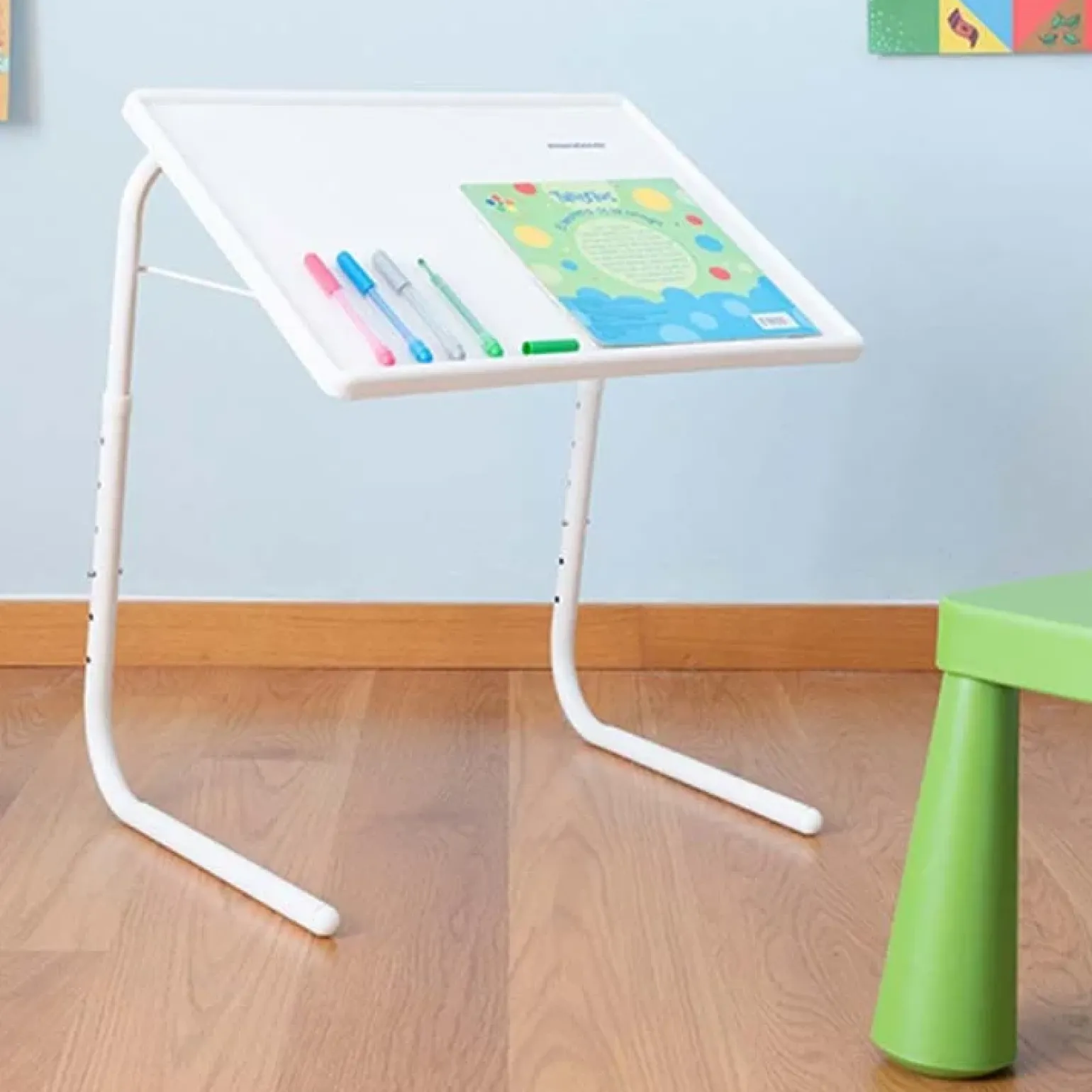 Tavolino pieghevole multiposizione 53x70cm metallo bianco Giga