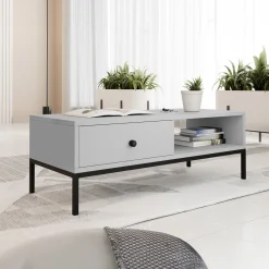 Tavolino salotto  90x50cm design moderno grigio Pollon