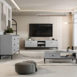 Tavolino salotto  90x50cm design moderno grigio Pollon