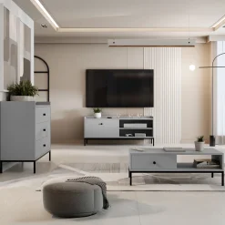 Tavolino salotto  90x50cm design moderno grigio Pollon