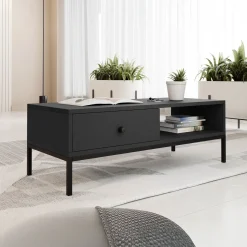 Tavolino salotto  90x50cm design moderno nero Pollon