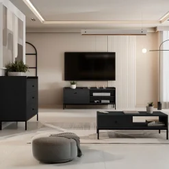 Tavolino salotto  90x50cm design moderno nero Pollon