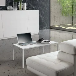 Tavolino 55x90 cm da salotto rettangolare bianco frassino metallo Blade