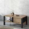 Tavolino 90x56cm da salotto moderno quercia nero opaco Nebraska