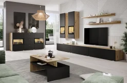 Tavolino 100x45cm da salotto rovere chiaro nero Emotion Gihome®