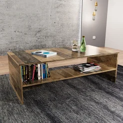 Tavolino 100x60cm salotto con ripiano rovere scuro West Gihome®
