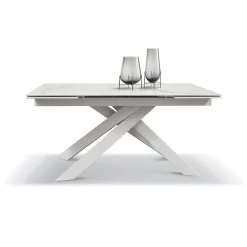 Tavolo 160/240 allungabile bianco effetto marmo metallo bianco Uragano