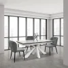Tavolo 160/240 allungabile effetto marmo bianco metallo bianco Ray