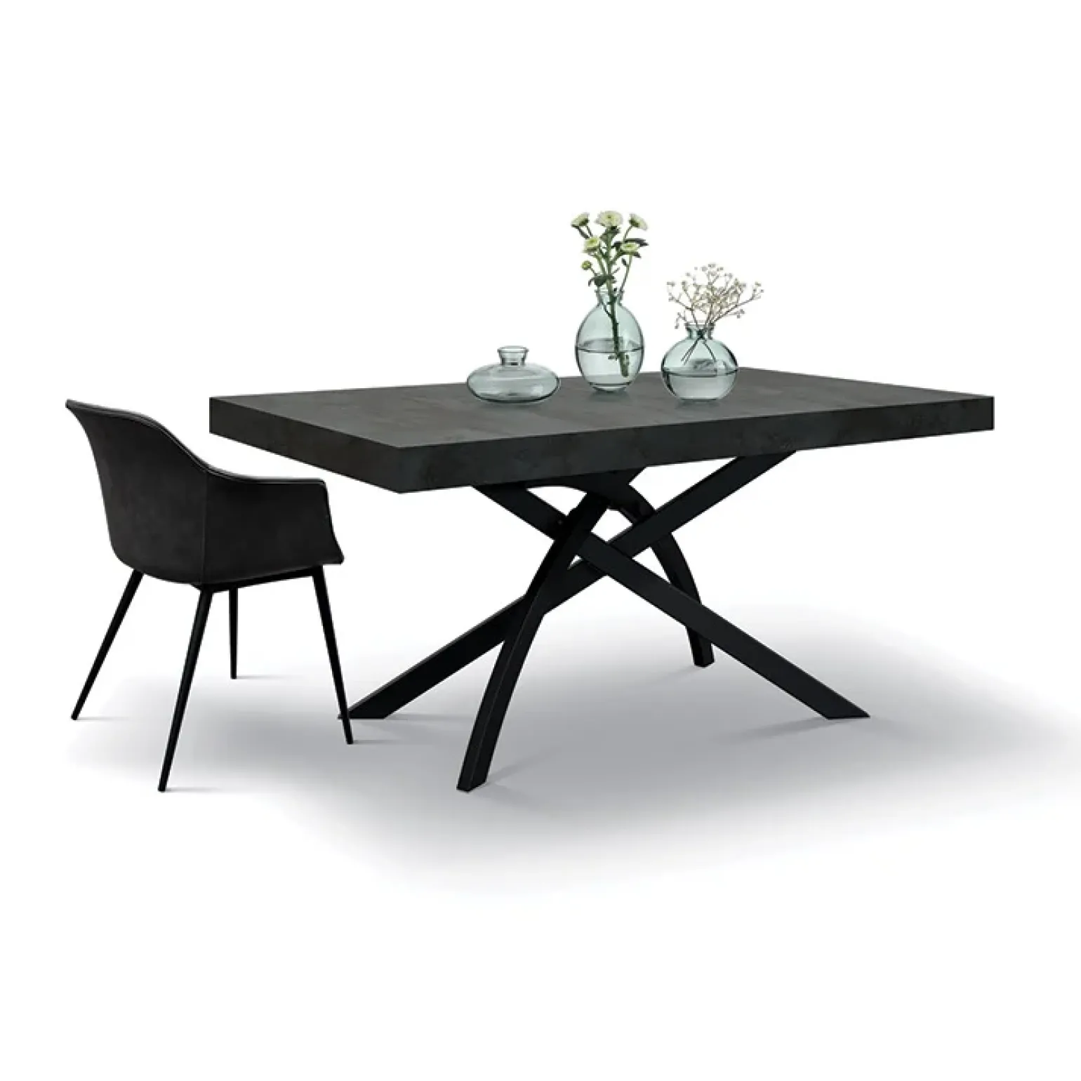 Tavolo 140/220 cm allungabile acciaio ossidato metallo Otab