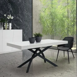 Tavolo 160/240 cm allungabile bianco frassinato metallo Otab
