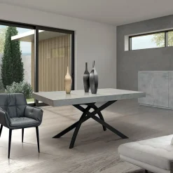 Tavolo 140/220 cm allungabile grigio cemento metallo Otab