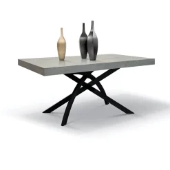 Tavolo 160/240 cm allungabile grigio cemento metallo Otab