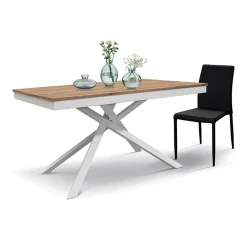 Tavolo 160/220 cm allungabile rovere rustico metallo bianco Velvet