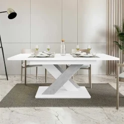 Tavolo allungabile 140/180cm moderno rettangolare bianco cemento Ivonne