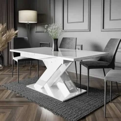 Tavolo allungabile 140/180cm rettangolare bianco lucido Ivonne