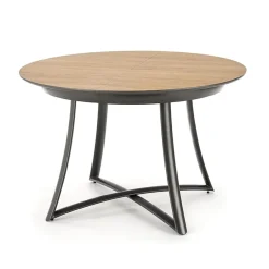 Tavolo allungabile 118/148cm rotondo rovere antracite nero Ortensia Gihome®