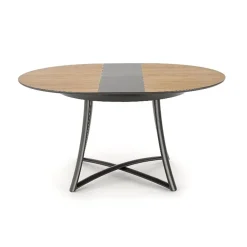 Tavolo allungabile 118/148cm rotondo rovere antracite nero Ortensia Gihome®