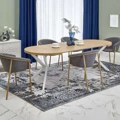 Tavolo allungabile 100/250cm rotondo rovere dorato bianco Sarajevo