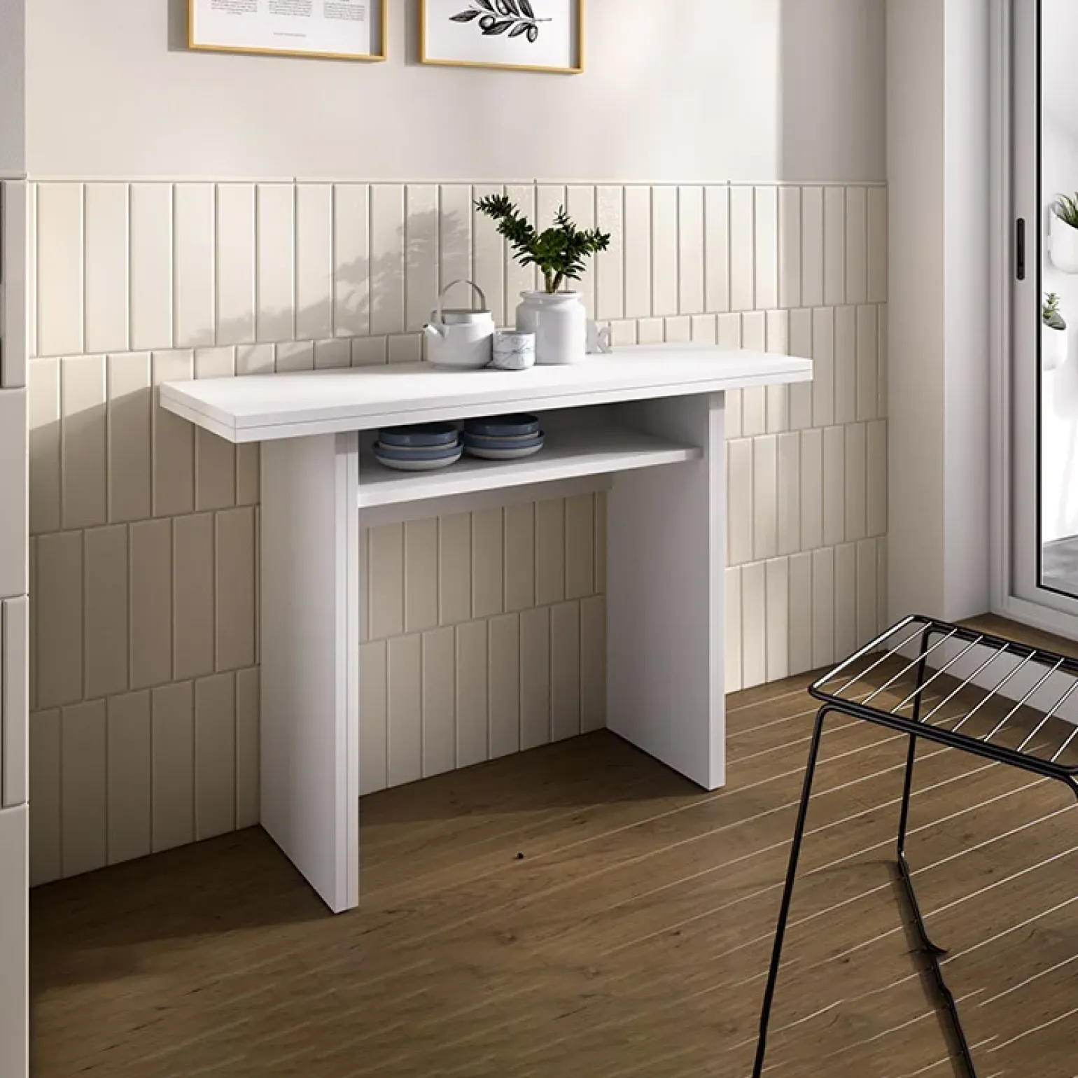Tavolo allungabile 111x33-66cm bianco Garcia