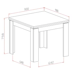 Tavolo allungabile 90x90cm moderno a libro grigio Calla