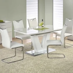 Tavolo 160/220cm bianco lucido Gerbera Gihome® da pranzo allungabile
