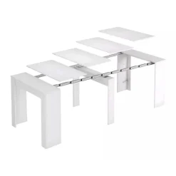 Tavolo 52/238cm consolle allungabile moderno bianco opaco Virginia