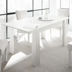 Tavolo 137/185cm da pranzo allungabile moderno bianco opaco Deluxe