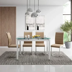 Tavolo 110/170cm in vetro allungabile moderno bianco Liem Gihome®