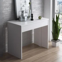 Tavolo consolle moderno allungabile 50/302cm bianco opaco Mely