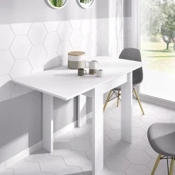 Tavolo da cucina allungabile 67-134x67cm in legno bianco Koke