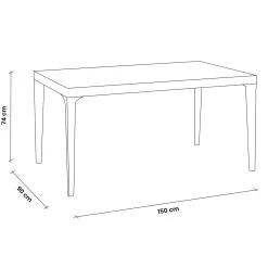 Tavolo da giardino esterno bar dehors 150x74 cm antracite Levanzo