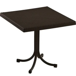 Tavolo da giardino esterno bar dehors quadrato 80x80cm polipropilene effetto rattan marrone Ivo