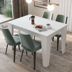 Tavolo da pranzo allungabile 120/160 cm moderno bianco opaco Orbis