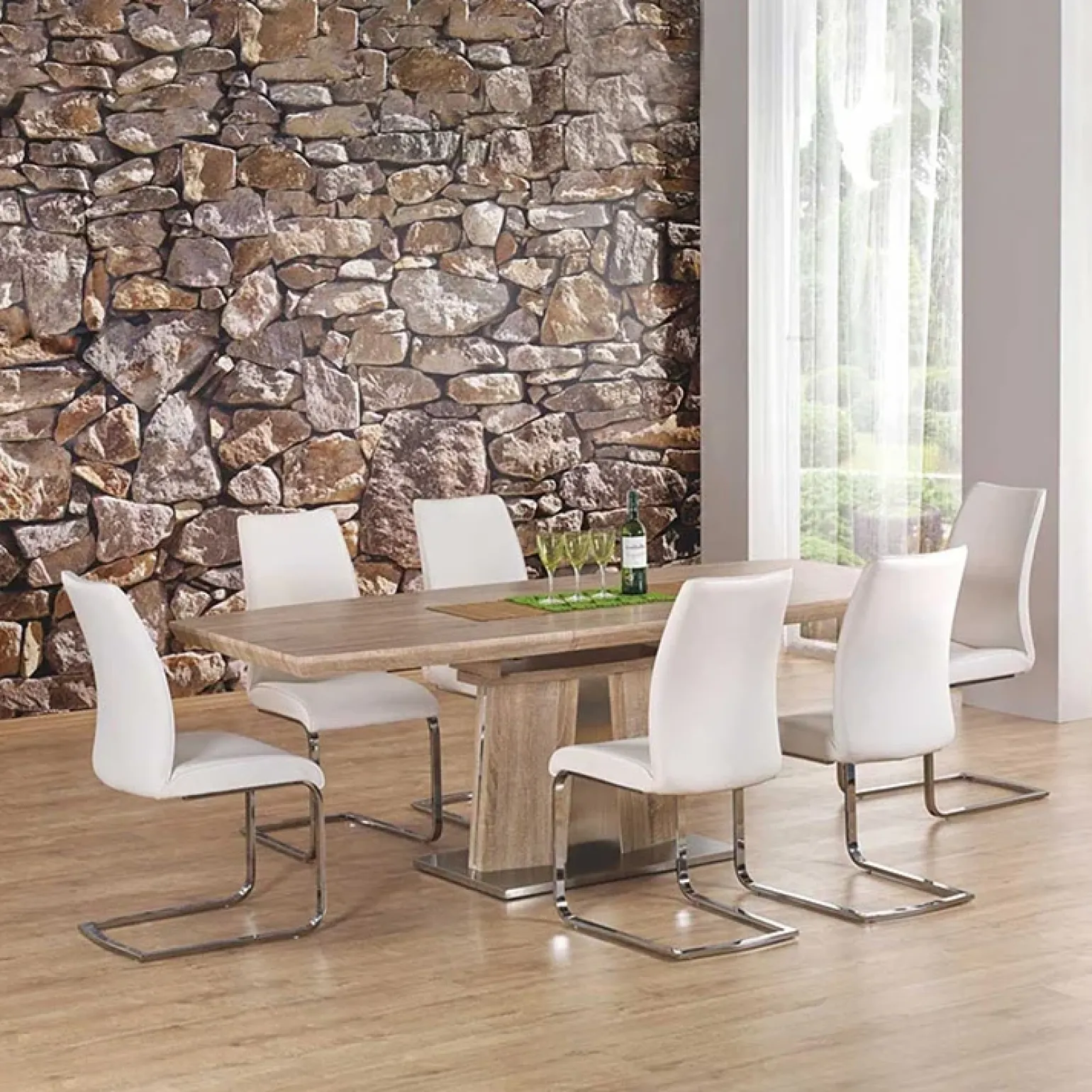 Tavolo da pranzo allungabile moderno 160/220cm rovere sonoma Crono