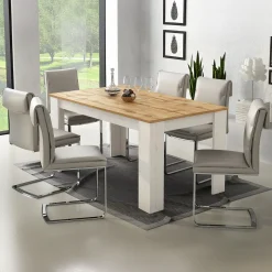 Tavolo da pranzo allungabile 160/220 cm moderno bianco opaco  rovere Basalt