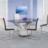 Tavolo da pranzo in vetro moderno 150x90cm bianco nero Ninfea