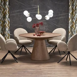 Tavolo da pranzo rotondo 136x78cm noce scuro Thor