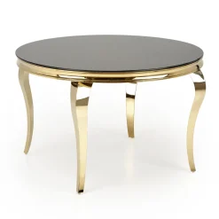 Tavolo da pranzo rotondo 120cm vetro nero cromato oro Selim