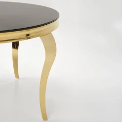 Tavolo da pranzo rotondo 120cm vetro nero cromato oro Selim