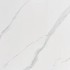 Tavolo da pranzo rotondo 120cm effetto marmo bianco cromato argento Selim