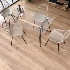 Tavolo in vetro 160x80cm acciaio nero Acer Gihome®